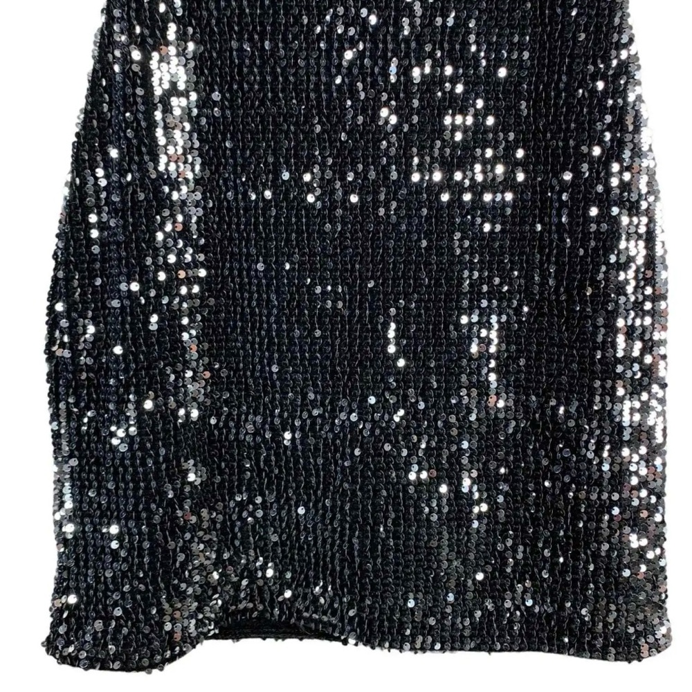 Zara Black Silver Sequin Bodycon Mini Dress Evening Party Women’s Size M - Picture 8 of 9